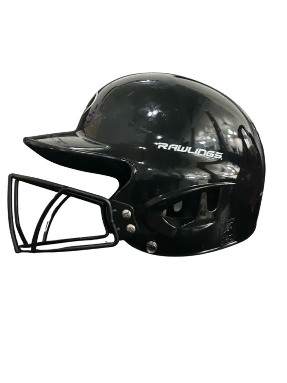 Rawlings Youth Baseball Batting Helmet Black Sizes: 6 1/4-6 7/8 With Facemask